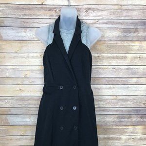 Maeve Womens 4 Loretta Tuxedo Vest Dress Layered Stretch Button Front Black Gray